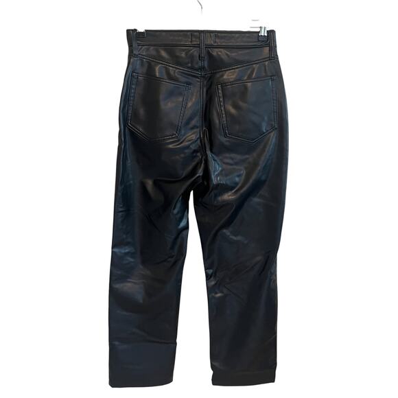 Abercrombie & Fitch 90s Straight Ultra High Rise Vegan Leather Pants Black 29/8s - Picture 3 of 6